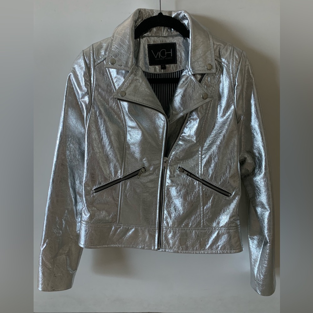 Genuine Moto Leather woman JACKET in silver